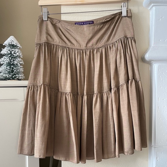 Ralph Lauren Purple Label Dresses & Skirts - Ralph Lauren Purple Label beige silk tiered skirt size 6